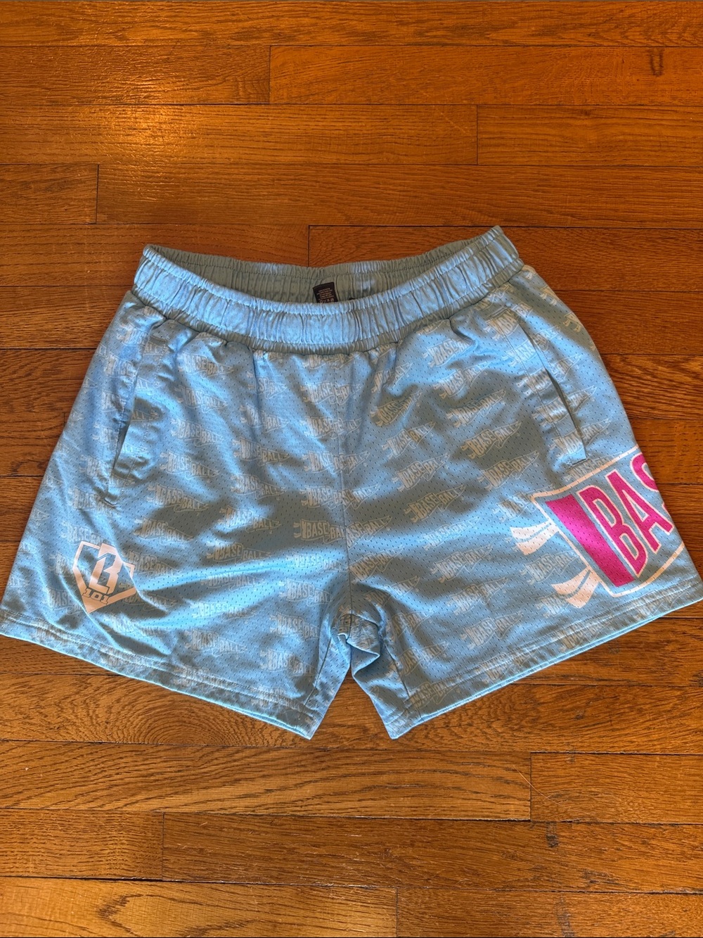 Light Blue Men's Baseball Lifestyle Shorts -Adult Small